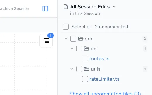 See files changed by agent session