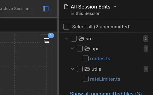 See files changed by agent session