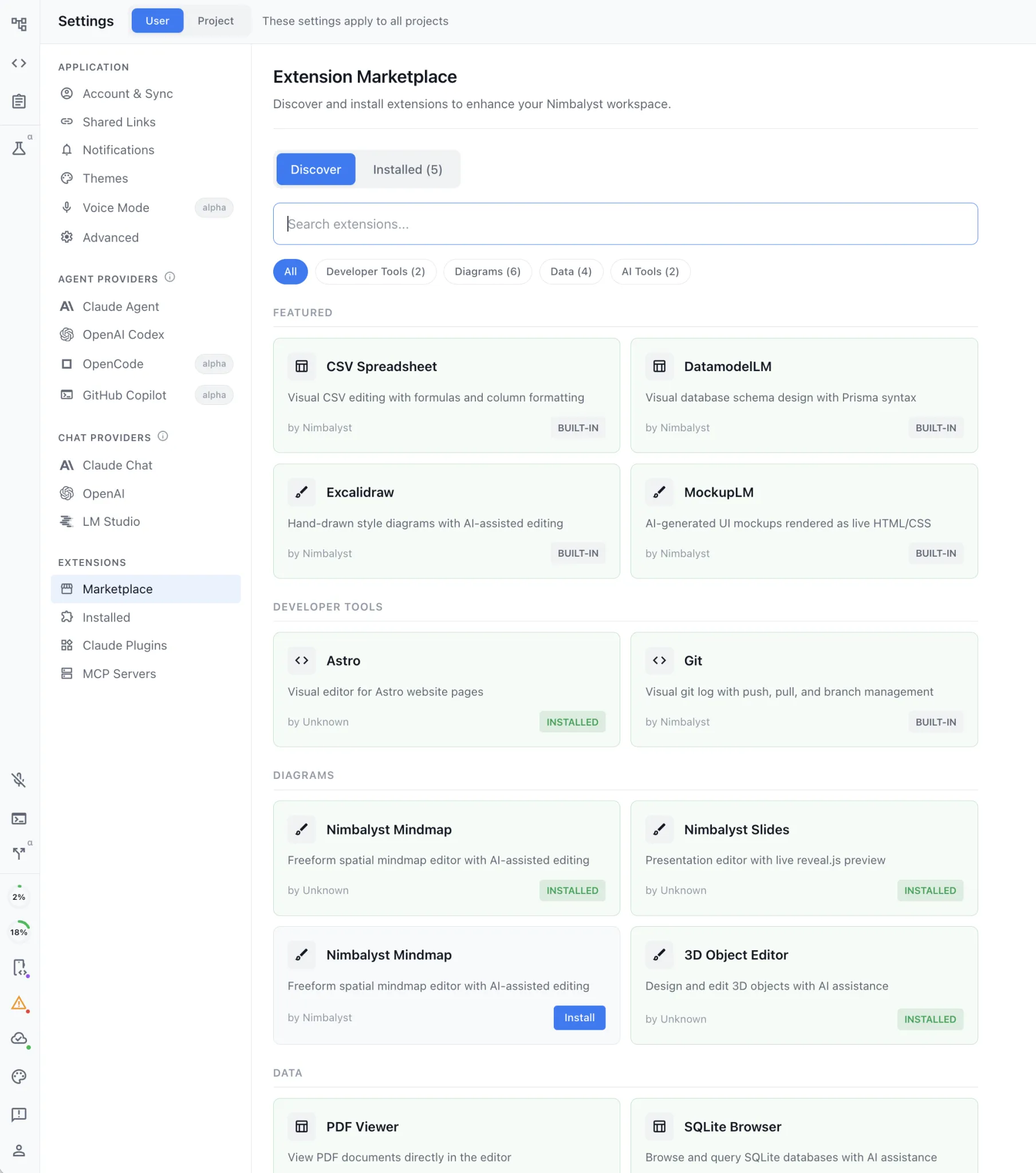 Marketplace and build your own