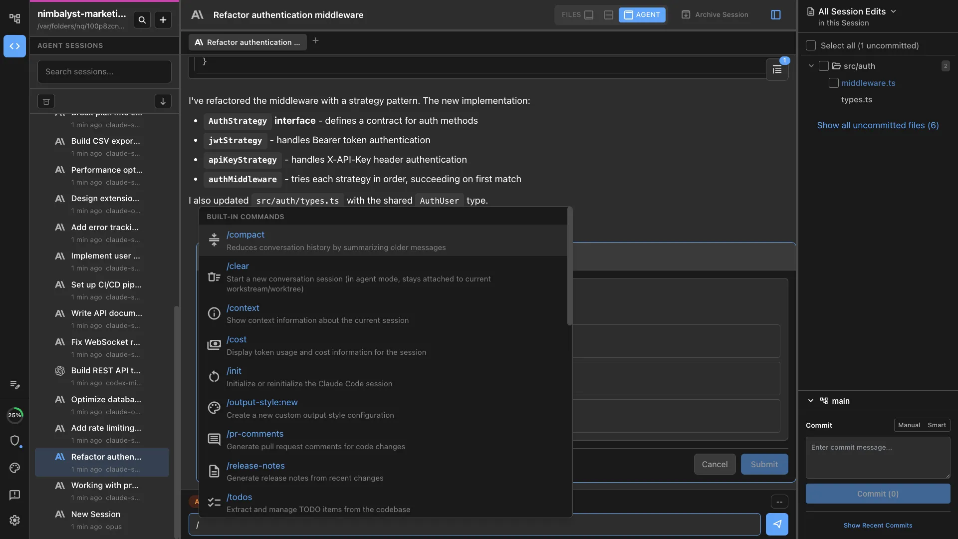 / commands and skills