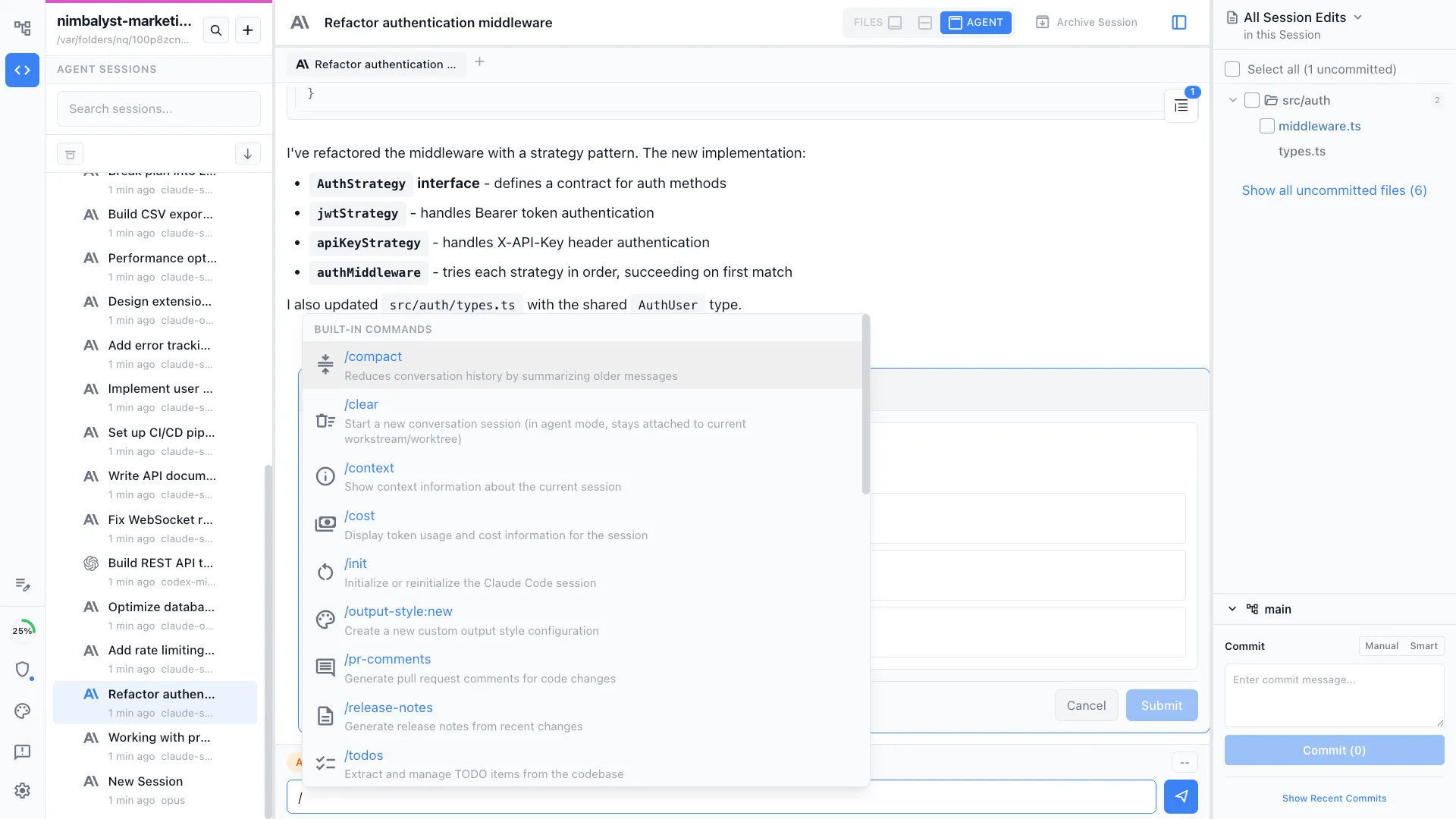 / commands and skills