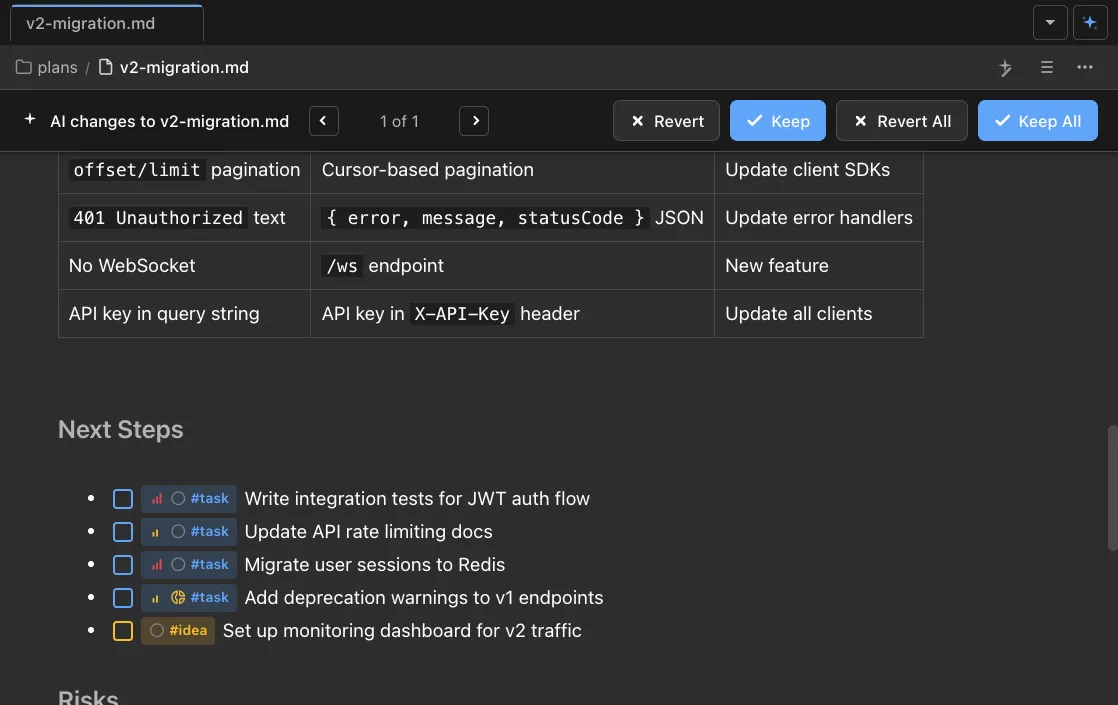 To-dos, tasks, ideas in your doc