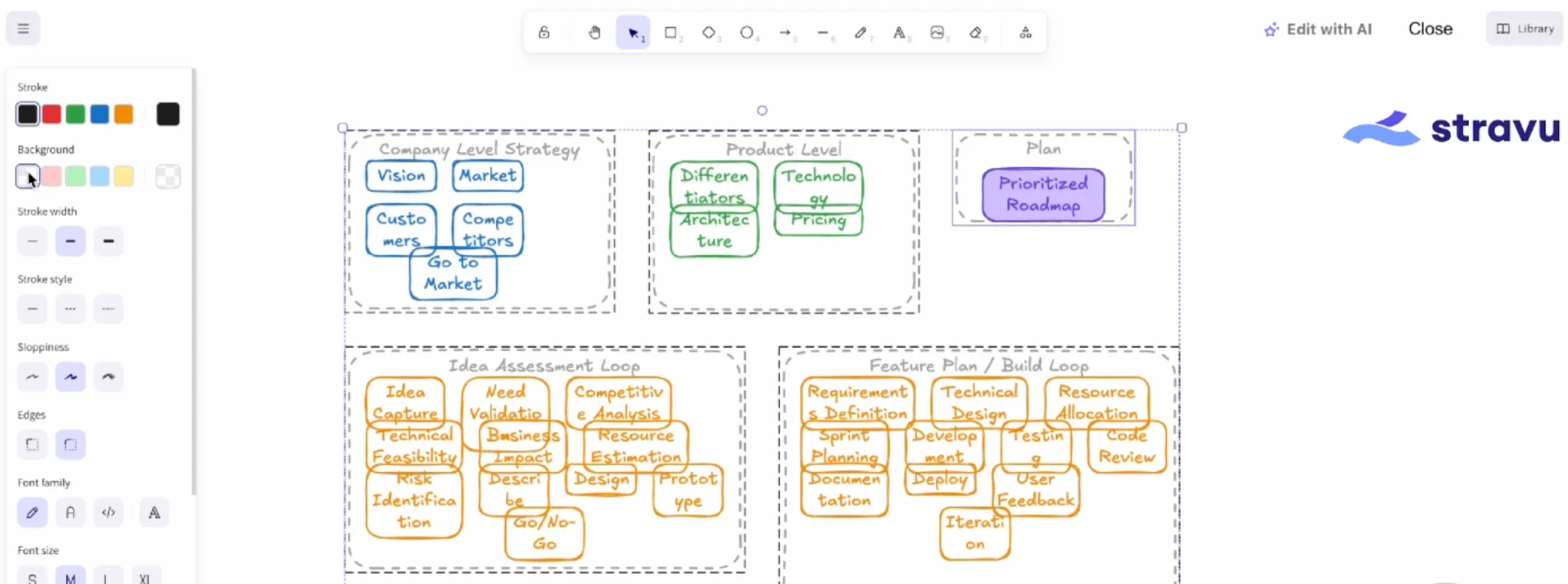 Editing diagram elements directly with real-time team collaboration