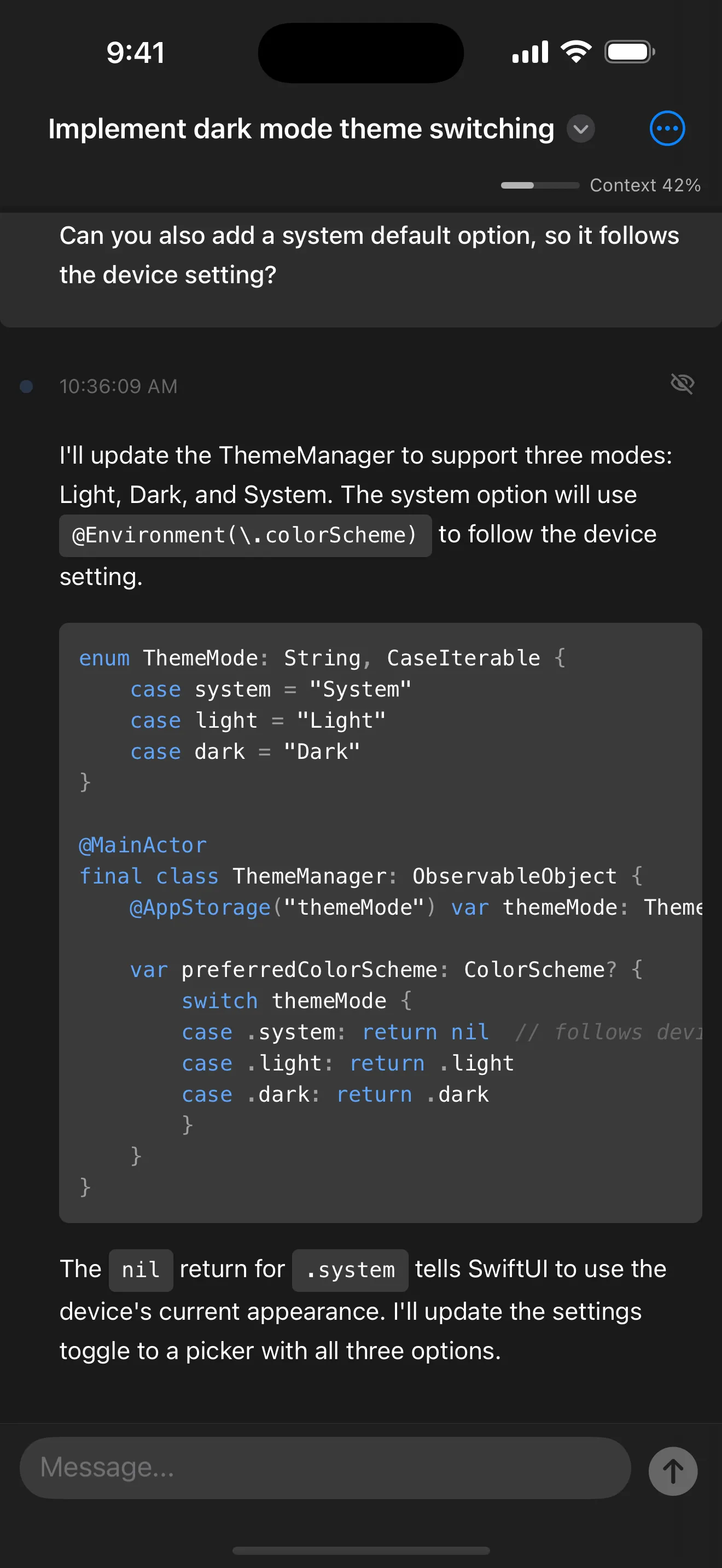Nimbalyst Mobile - Session detail