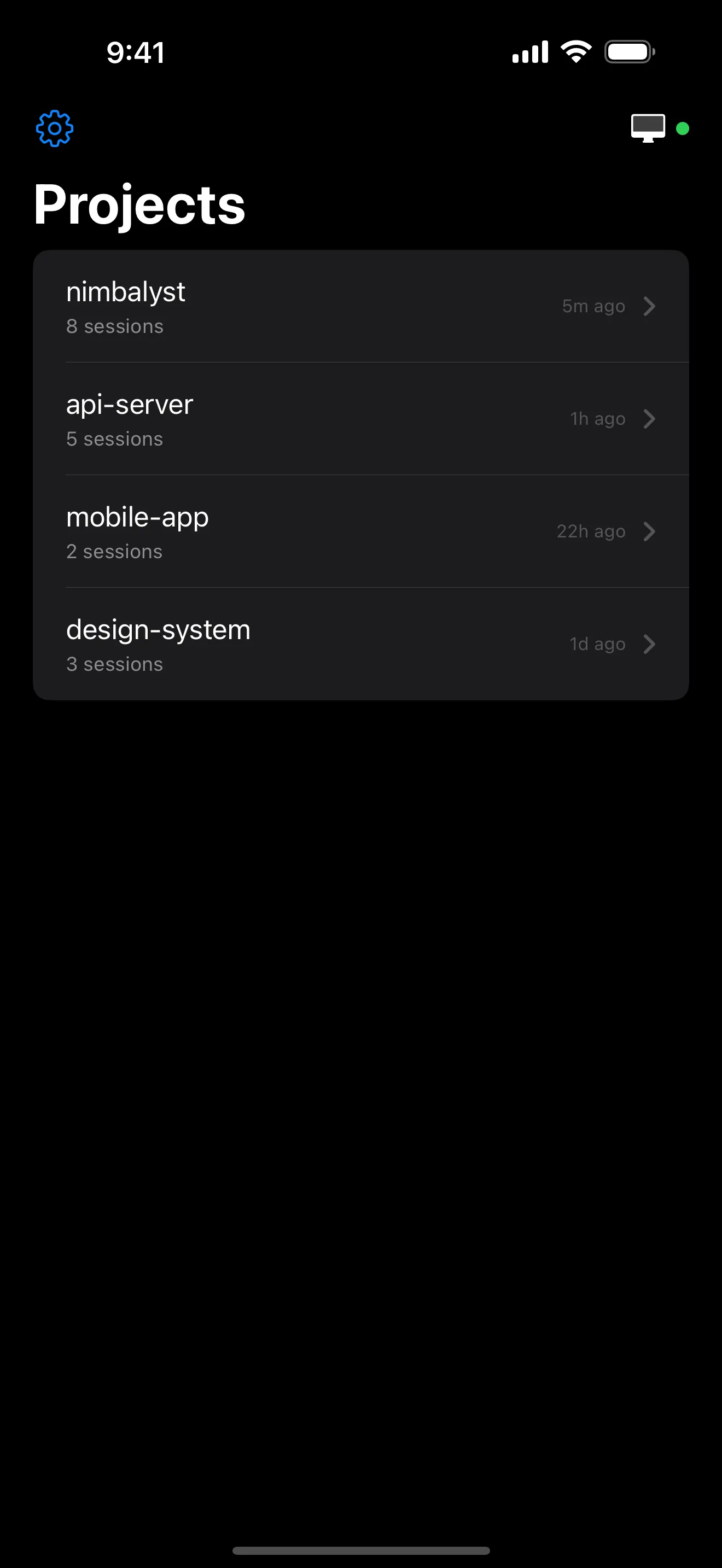 Nimbalyst Mobile - Projects